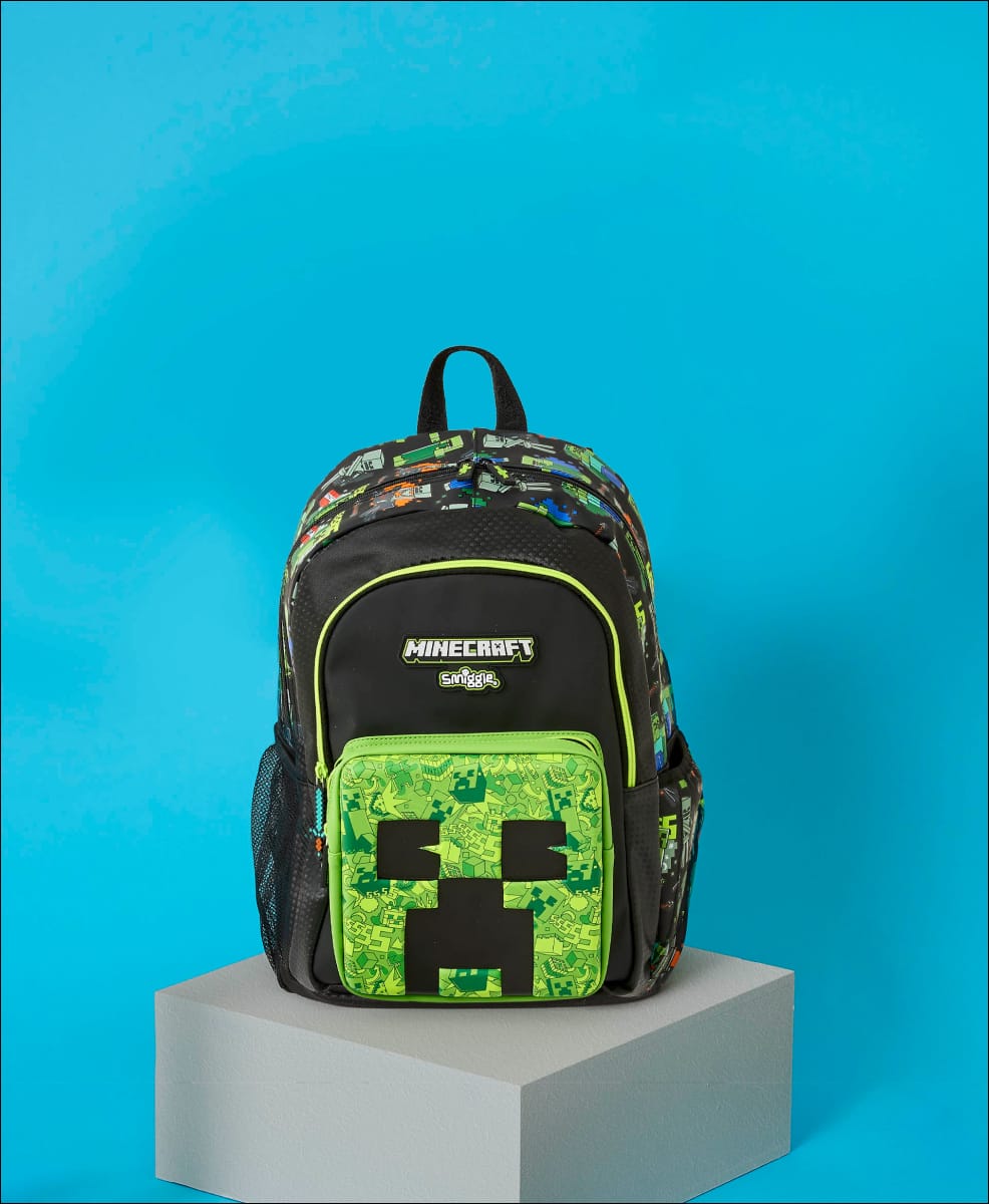 Bioworld Licensed 5 Piece Minecraft Creeper Backpack Set with Lunch Bag